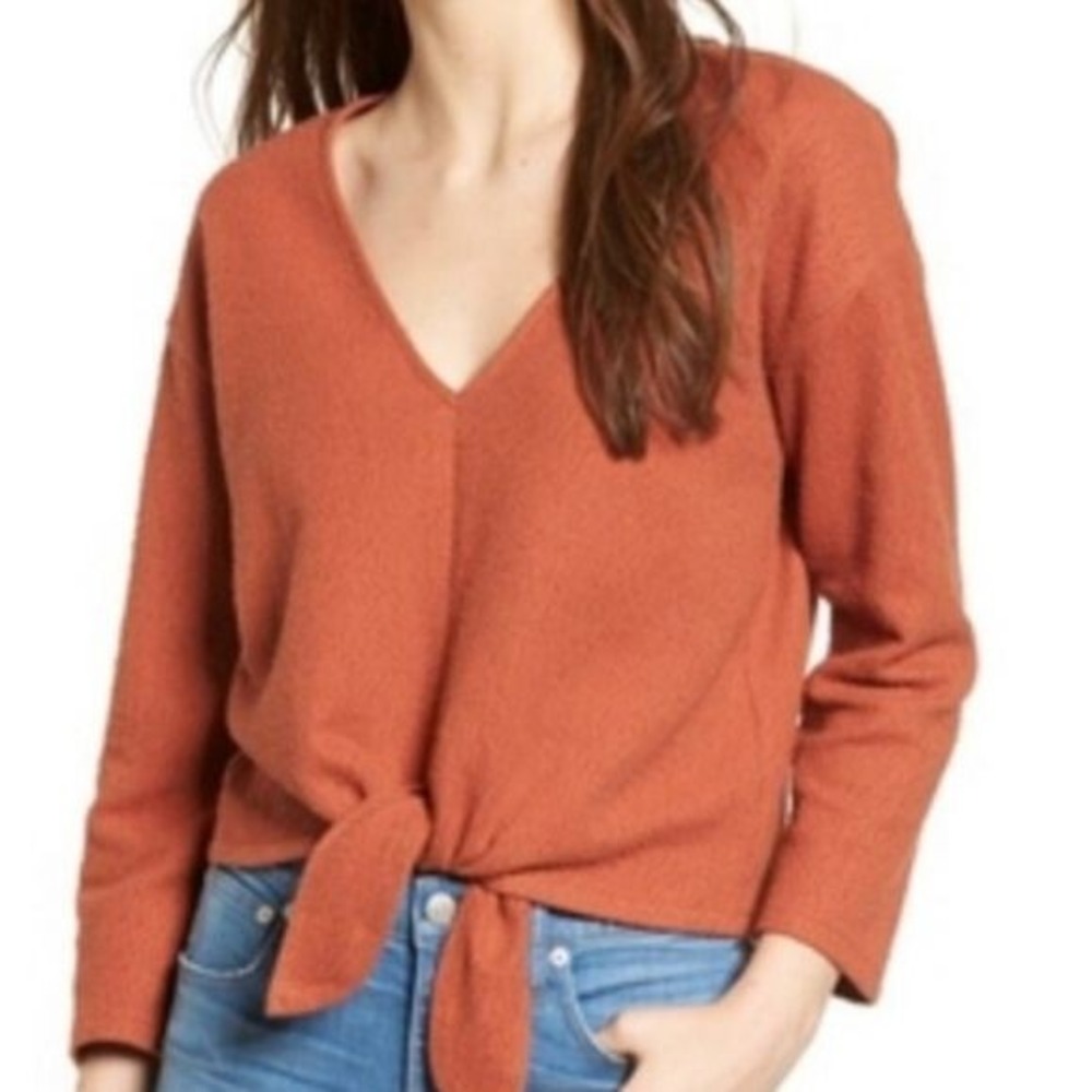 Madewell Texture &‎ Thread Burnt Sienna Ribbed Tie Front Size S